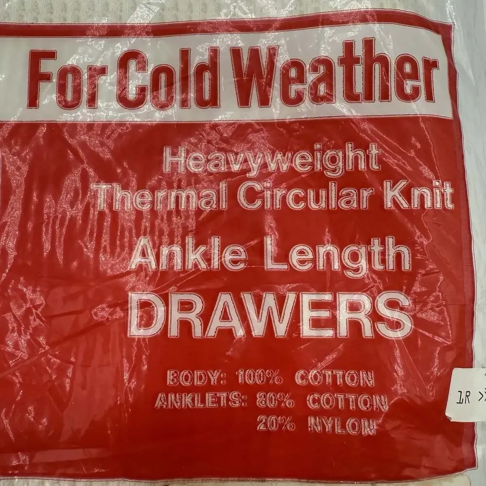 Vintage Sears Heavyweight Thermal Circular Knit Ankle Length Drawers MEDIUM NIP